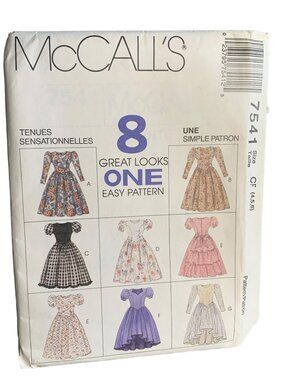 Simplicity Girls Dress Sewing Patterns Size 4 5 6 7541 - Uncut 1990s